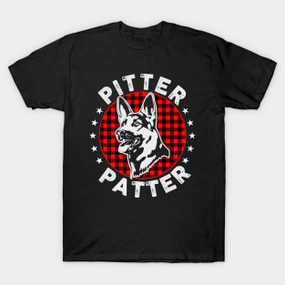 Pitter Patter Buffalo Plaid Edition German Shepherd Dog Woof T-Shirt